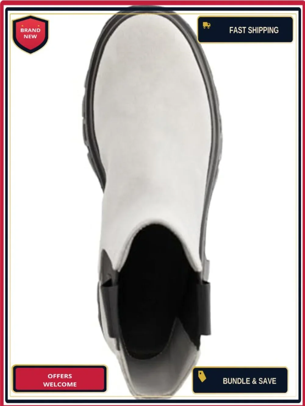 Lug Sole Chelsea Boot Leather Round Toe Block Heel Ankle Boot